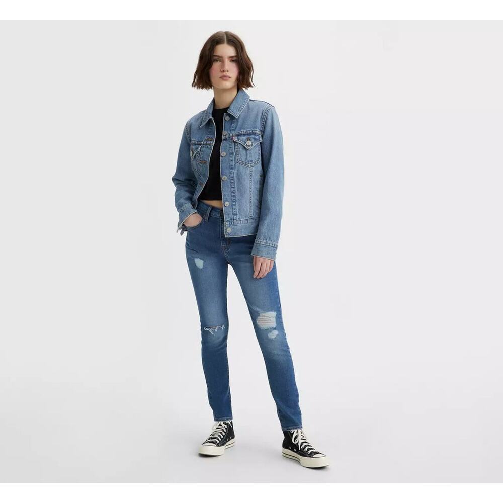 Women's Levi's 4 Short (W27 L30) 721 High Rise Skinny Distressed Jeans NWT